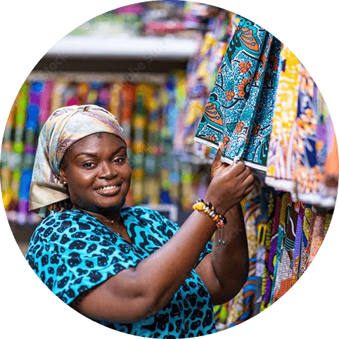 Business owner with fabrics