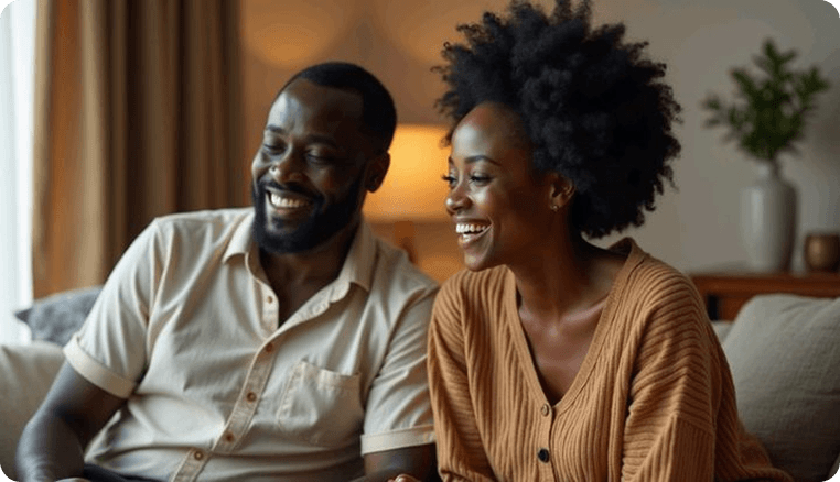Couple laughing together