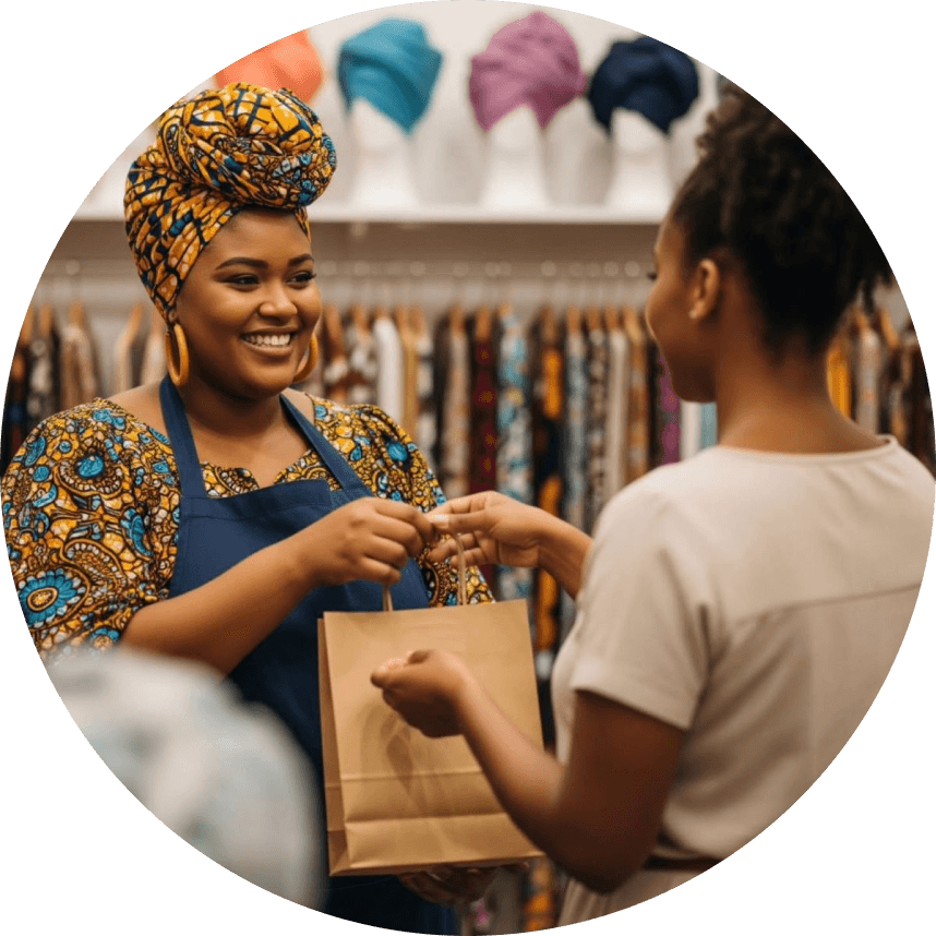Two business owners in retail shop