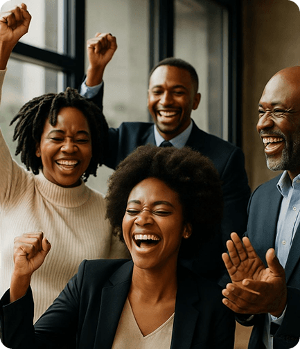 Group of business professionals celebrating