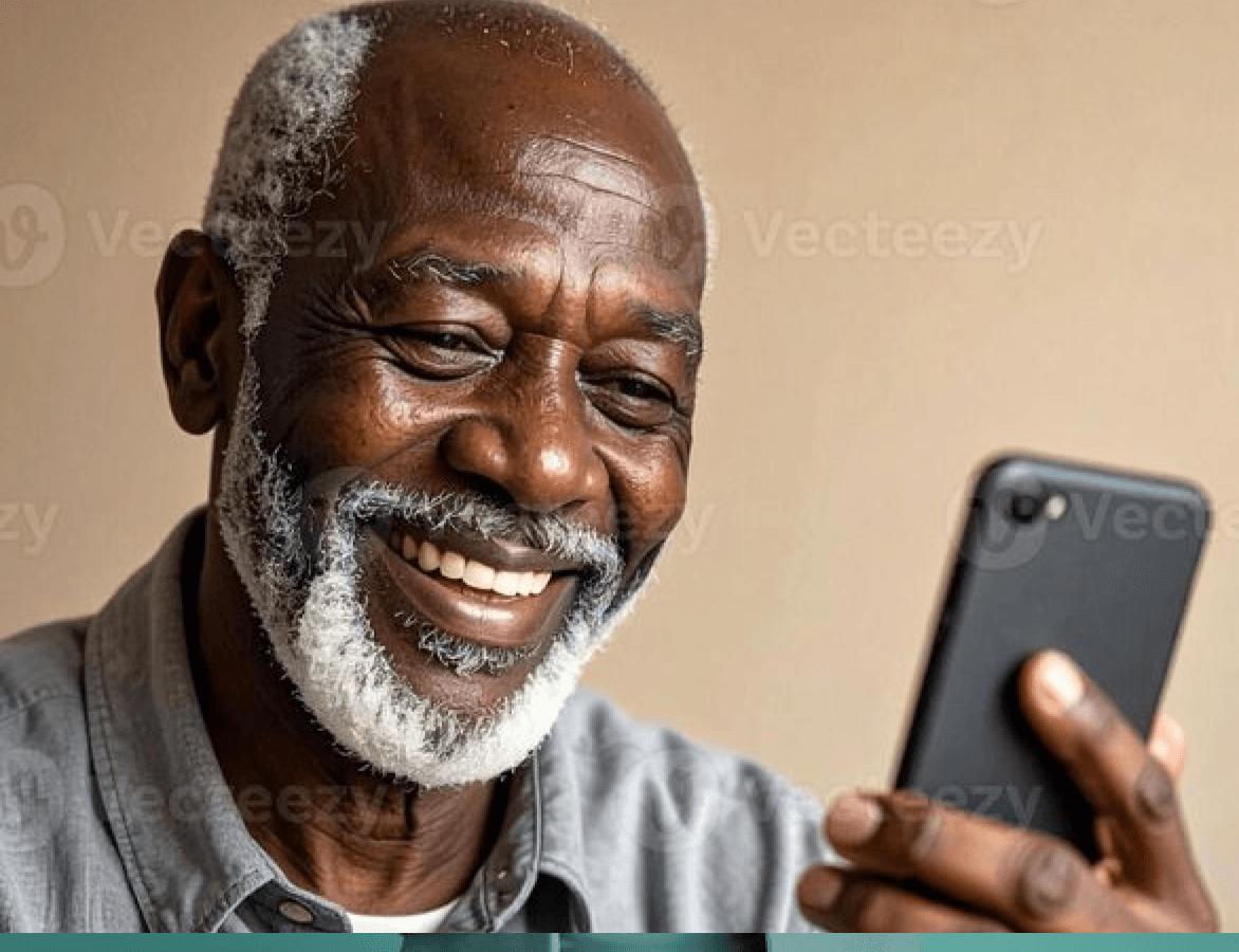 Smiling man on phone