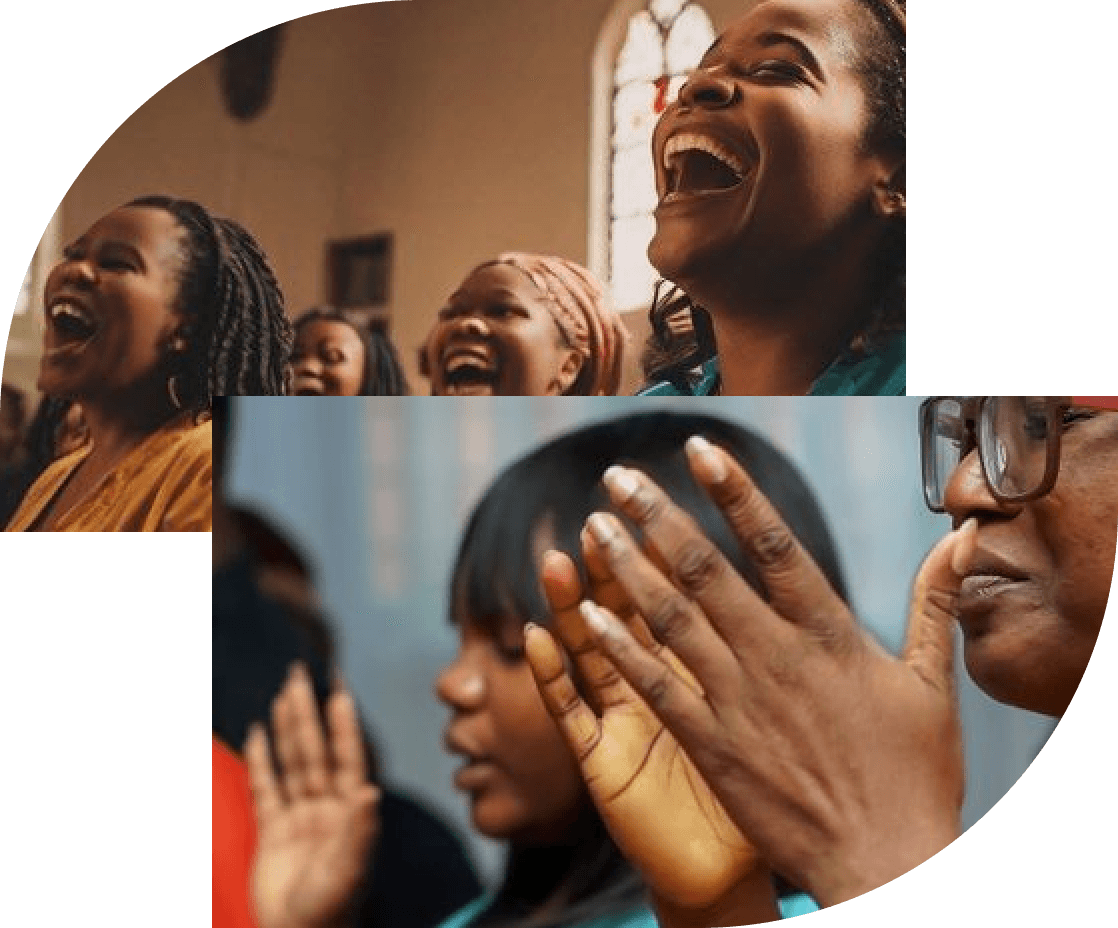 People worshipping in sanctuary